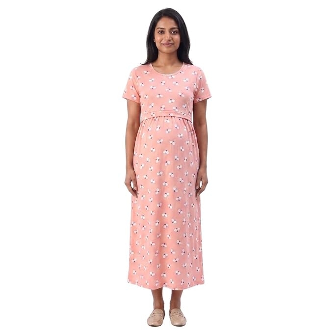 Feeding Dress for New Moms Casual Loungewear Ankle Length